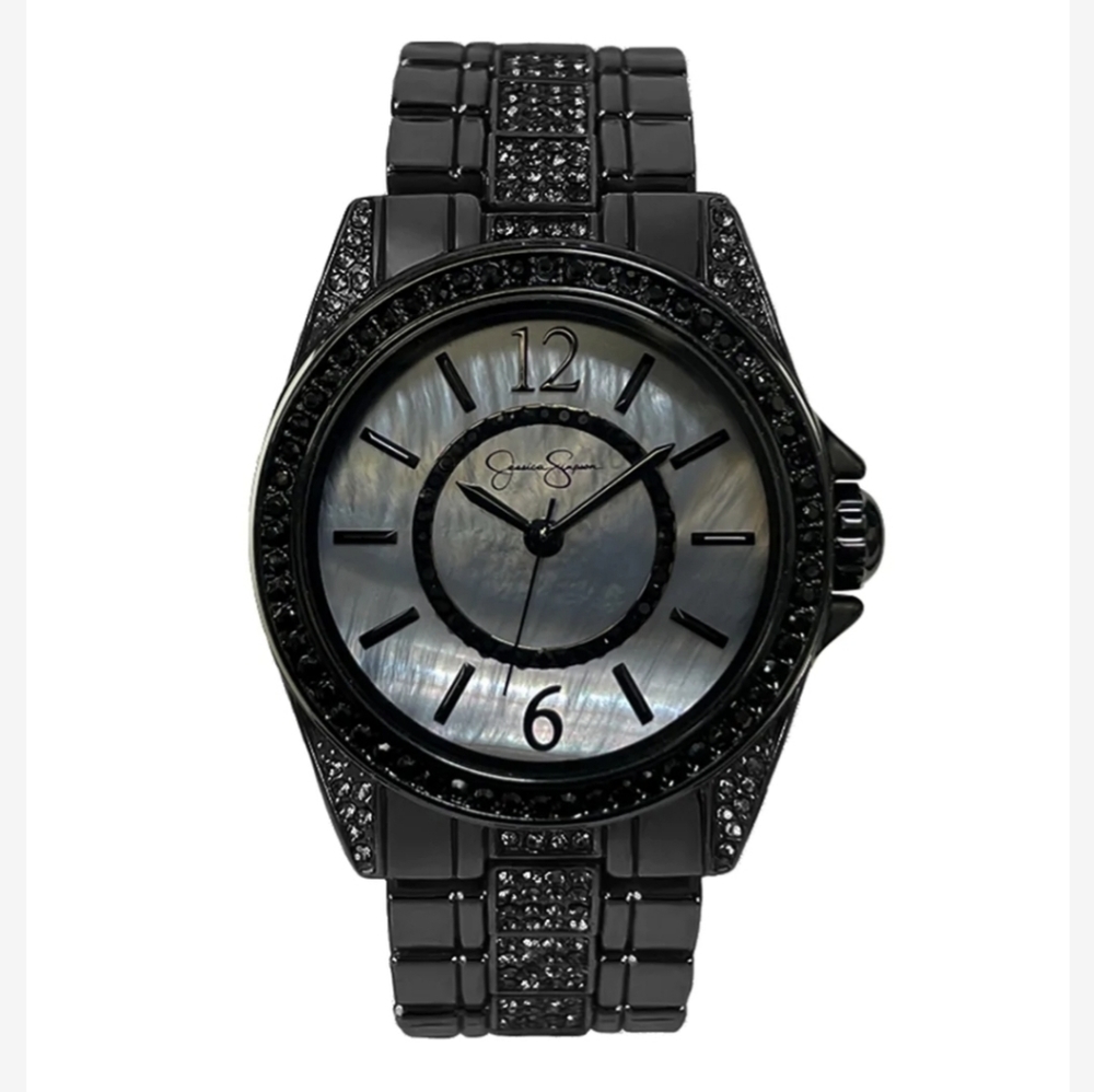 Gunmetal Black Crystal Bracelet Watch